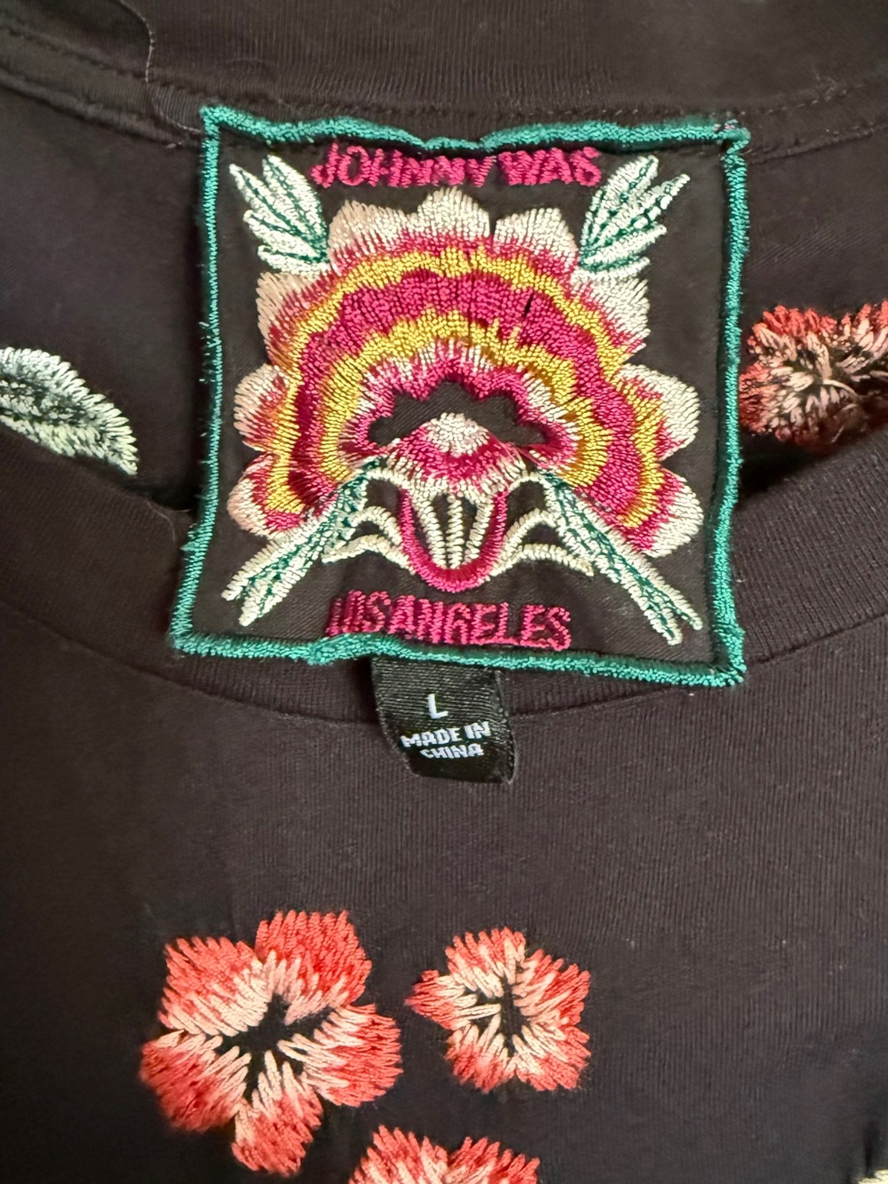 Johnny Was Black Floral Embroidered Mini Dress - Picture 2 of 5